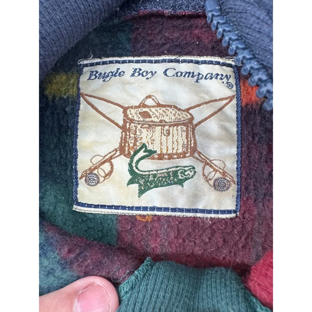 Vintage‎ Bugle Boy 1/4 Zip XL Plaid Fleece Quarter Zip Pullover Men's XL